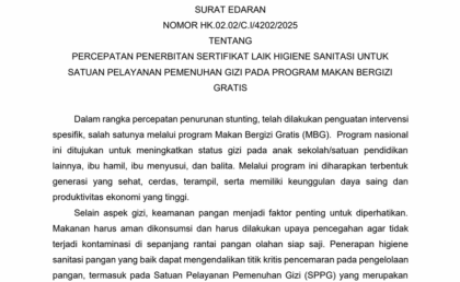 Kemenkes, Sertifikat Laik Higiene Sanitasi, SLHS, Program Makan Bergizi Gratis, SPPG, Keamanan Pangan, Kementerian Kesehatan, Gizi Anak, Makanan Sehat, Higiene Sanitasi