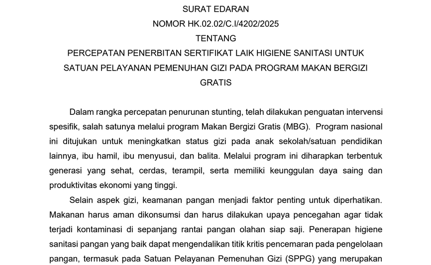 Kemenkes, Sertifikat Laik Higiene Sanitasi, SLHS, Program Makan Bergizi Gratis, SPPG, Keamanan Pangan, Kementerian Kesehatan, Gizi Anak, Makanan Sehat, Higiene Sanitasi