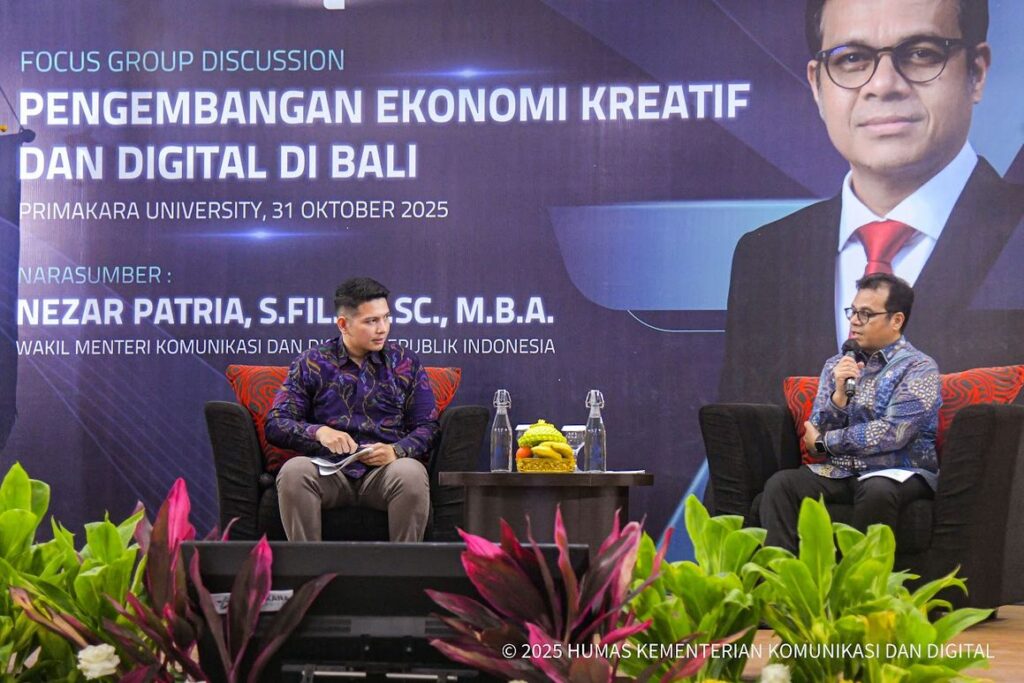 ekonomi kreatif Indonesia, etika AI, infrastruktur digital,Kementerian Komunikasi dan Digital, Nezar Patria, Primakara University, talenta digital, tata kelola AI, Transformasi Digital. Wamenkomdik