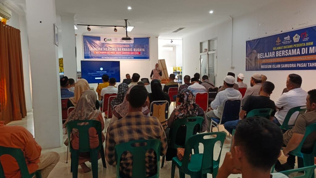 Trauma healing berbasis budaya Aceh Utara oleh CISAH untuk pemulihan psikologis seniman pascabanjir.