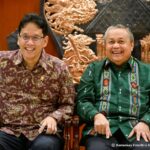 Menteri Keuangan Purbaya Yudhi Sadewa dan jajaran menghadiri rapat sinergi kebijakan fiskal dan moneter 2026 di Bank Indonesia Jakarta.