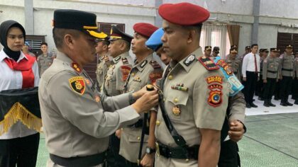 Kapolres Aceh Utara pimpin sertijab Kasat Intelkam dan Kasat Narkoba.