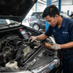 Mekanik mengecek kipas radiator mobil mati penyebab mesin overheat dan cara memperbaiki radiator kendaraan