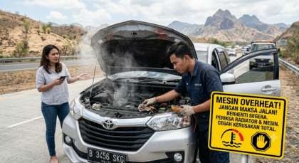 Bahaya mesin overheat mobil akibat radiator rusak dan kipas pendingin mati saat kendaraan digunakan di jalan
