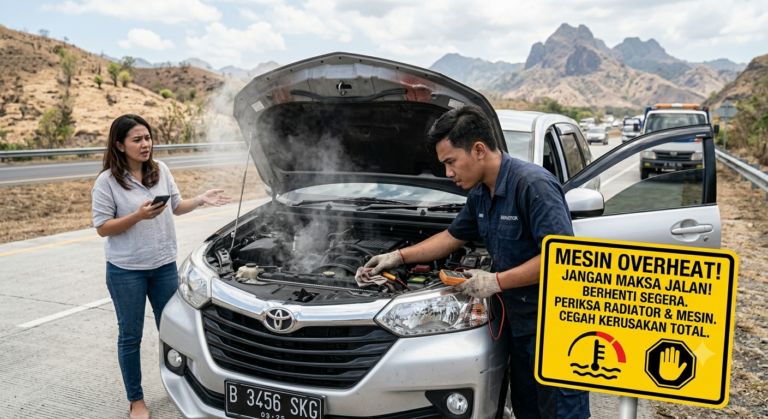 Bahaya mesin overheat mobil akibat radiator rusak dan kipas pendingin mati saat kendaraan digunakan di jalan