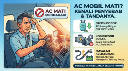 Penyebab AC mobil mati mendadak akibat freon bocor, kompresor rusak, dan kelistrikan bermasalah pada kendaraan.