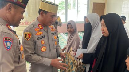 Kapolres Lhokseumawe Santuni 60 Anak Yatim di Geureudong Pase Aceh Utara