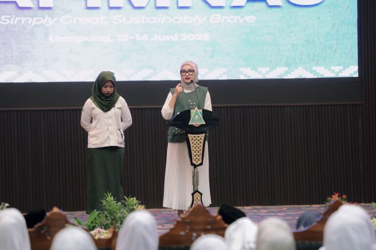 Wakil Gubernur Lampung Jihan Nurlela menghadiri Rapimnas IPPNU 2026 di Balai Keratun Bandar Lampung membahas generasi muda menuju Indonesia Emas 2045