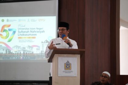 Peluncuran Milad ke-57 UIN Sultanah Nahrasiyah Lhokseumawe dirangkai Haul ke-616 Sultanah Nahrasiyah di Gedung Serbaguna kampus.